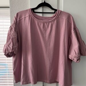 Pink Puff Sleeve Women's Top